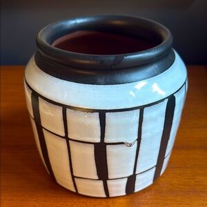 Modern handcrafted Black and White Ceramic planter terracotta glazed
